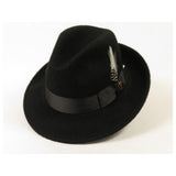 Men Bruno Capelo Hat Australian Wool Fur Look Fedora Beaver BV730 Black - J.Valintin Men's Wear Legend - BV730 - Black - S