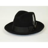 Men Bruno Capelo Hat Australian Wool Fur Look Fedora Beaver BV730 Black - J.Valintin Men's Wear Legend - BV730 - Black - S