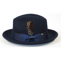 Men Bruno Capelo Hat Australian Wool Fur Look Fedora Beaver BV731 Navy - J.Valintin Men's Wear Legend - BV731 - Navy - S