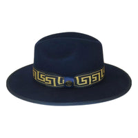 Men Bruno Capelo Hat Australian Wool Pinch Front Fedora Wesley WE974 Navy Gold - J.Valintin Men's Wear Legend - 3351