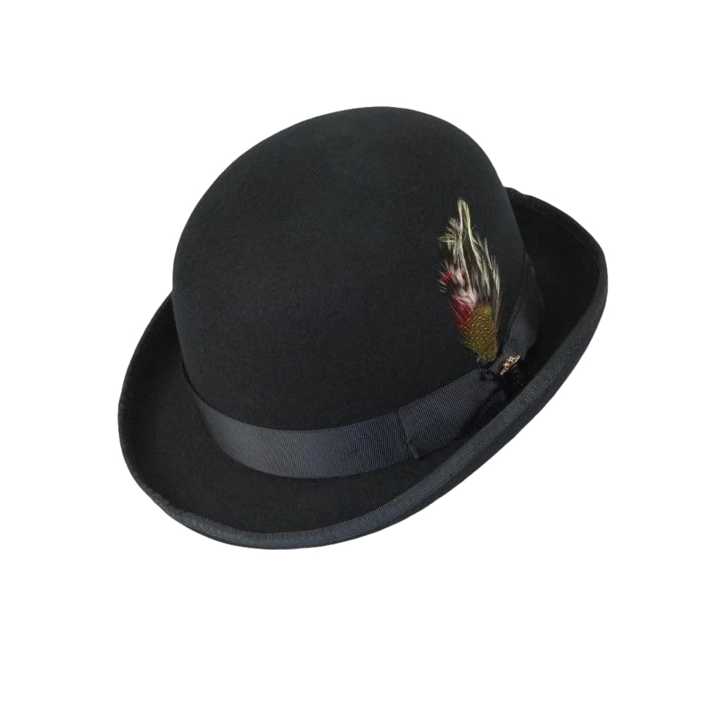 Men Bruno Capelo Hat Australian Wool Round Crown Bowler Derby BO320 Black - J.Valintin Men's Wear Legend - BO320 - Black - S