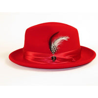 Men Bruno Capelo Hat Australian Wool soft Crushable Fedora Giovani Un105 Red - J.Valintin Men's Wear Legend - UN105 - Red - S