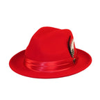Men Bruno Capelo Hat Australian Wool soft Crushable Fedora Giovani Un105 Red - J.Valintin Men's Wear Legend - UN105 - Red - S