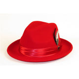 Men Bruno Capelo Hat Australian Wool soft Crushable Fedora Giovani Un105 Red - J.Valintin Men's Wear Legend - UN105 - Red - S