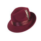 Men Bruno Capelo Hat Australian Wool soft Fedora Giovani Un104 Burgundy - J.Valintin Men's Wear Legend - UN104 - Burg - S