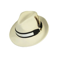 Men Bruno Capelo Hat Australian Wool Soft Fedora ZANE ZA405 Ivory Black Band - J.Valintin Men's Wear Legend - 3329