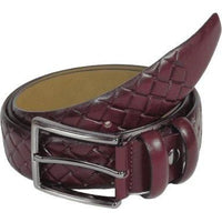 Men Burgundy Genuine Leather Belt PIERO ROSSI Turkey Soft Full Grain #Burg Woven - J.Valintin Men's Wear Legend - 97323