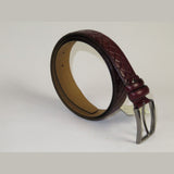 Men Burgundy Genuine Leather Belt PIERO ROSSI Turkey Soft Full Grain #Burg Woven - J.Valintin Men's Wear Legend - 97323