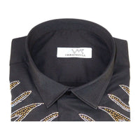 Men CEREMONIA Turkey Shirt 100% Cotton Fancy Rhine Stone #Roma 15 Black Slim Fit - J.Valintin Men's Wear Legend - 101139