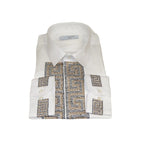 Men CEREMONIA Turkey Shirt 100% Cotton Fancy Rhine Stones #TSV 13 White Slim Fit - J.Valintin Men's Wear Legend - 101125