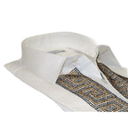 Men CEREMONIA Turkey Shirt 100% Cotton Fancy Rhine Stones #TSV 13 White Slim Fit - J.Valintin Men's Wear Legend - 101125