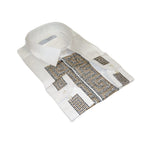Men CEREMONIA Turkey Shirt 100% Cotton Fancy Rhine Stones #TSV 13 White Slim Fit - J.Valintin Men's Wear Legend - 101125