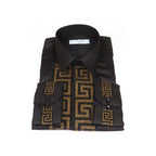 Men CEREMONIA Turkey Shirt 100% Cotton Fancy Rhine Stones #TSV 15 Black Slim Fit - J.Valintin Men's Wear Legend - 101120