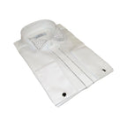 Men CEREMONIA Tuxedo Shirt Rhinestone 100% Cotton Turkey #stn 133 White Wing tip - J.Valintin Men's Wear Legend - 101156
