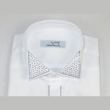 Men CEREMONIA Tuxedo Shirt Rhinestone 100% Cotton Turkey #stn 133 White Wing tip - J.Valintin Men's Wear Legend - 101156