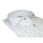 Men CEREMONIA Tuxedo Shirt Rhinestone Cotton Turkey #Milano 13 White Wing Tip - J.Valintin Men's Wear Legend - 101151