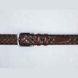 Men Cognac Genuine Leather Belt PIERO ROSSI Turkey Soft Full Grain #Cognac Woven - J.Valintin Men's Wear Legend - 97337