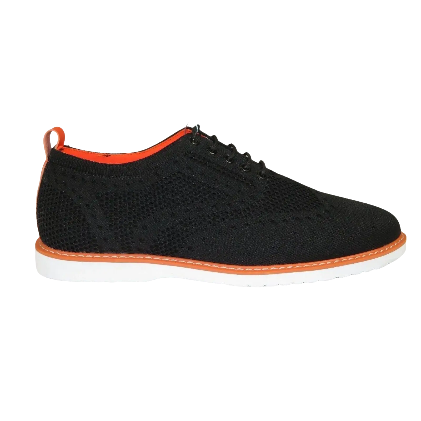 Men Comfort Casual Knit Fabric Wingtip Lace Sneaker Shoes #FRESHORT Black White - J.Valintin Men's Wear Legend - 100922