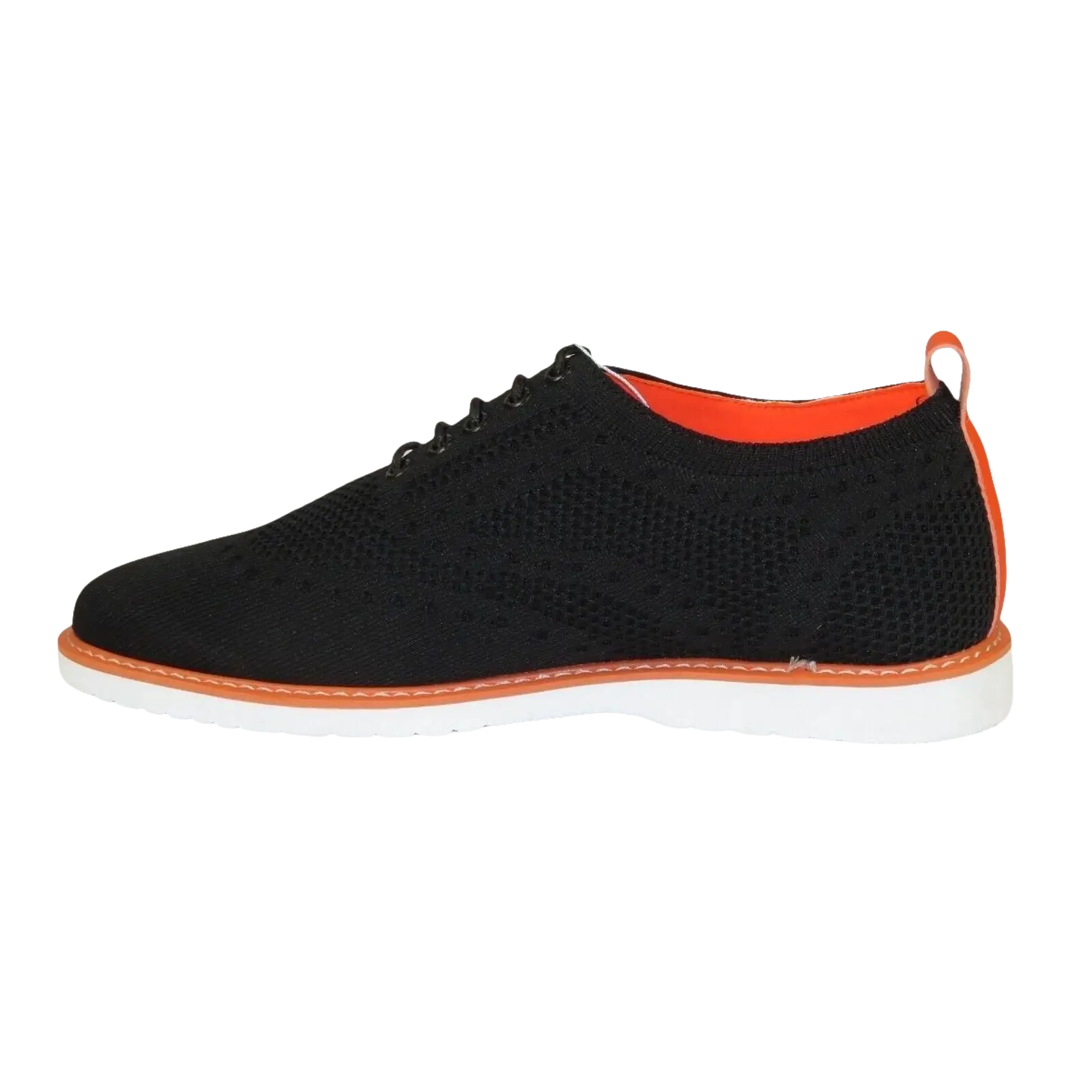 Men Comfort Casual Knit Fabric Wingtip Lace Sneaker Shoes #FRESHORT Black White - J.Valintin Men's Wear Legend - 100922