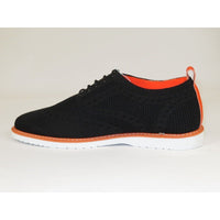 Men Comfort Casual Knit Fabric Wingtip Lace Sneaker Shoes #FRESHORT Black White - J.Valintin Men's Wear Legend - 100922