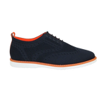 Men Comfort Casual Knit Fabric Wingtip Lace Sneaker Shoes #FRESHORT Navy Blue - J.Valintin Men's Wear Legend - 100916