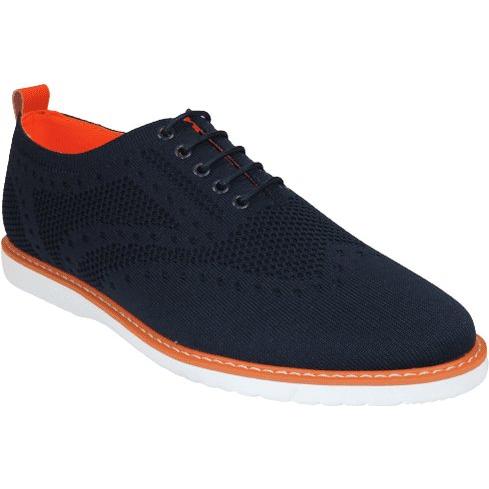 Men Comfort Casual Knit Fabric Wingtip Lace Sneaker Shoes #FRESHORT Navy Blue - J.Valintin Men's Wear Legend - 100916