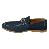 men Comfort Shoes AC CASUALS Upper Slip On Linen Fabric Texture 6816 Denim Blue - J.Valintin Men's Wear Legend - 14940