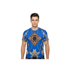 Men Crew T Shirt Makrom Turkey Medallion Chain Floral European 1217-421 Blue new