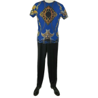Men Crew T Shirt Makrom Turkey Medallion Chain Floral European 1217 - 421 Blue new - J.Valintin Men's Wear Legend - 12507