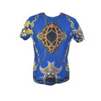 Men Crew T Shirt Makrom Turkey Medallion Chain Floral European 1217 - 421 Blue new - J.Valintin Men's Wear Legend - 12507