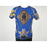 Men Crew T Shirt Makrom Turkey Medallion Chain Floral European 1217 - 421 Blue new - J.Valintin Men's Wear Legend - 12507