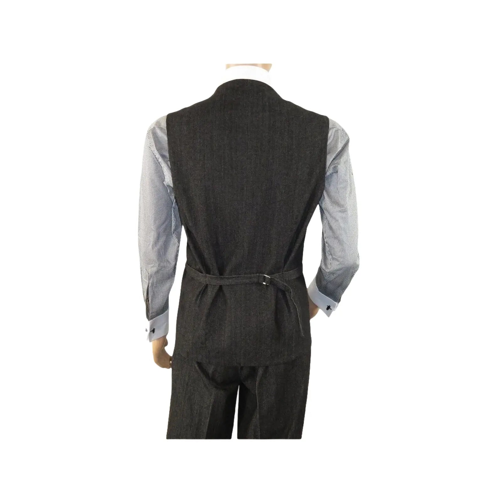 Men Denim Suit Royal Diamond 3 Piece vested Wide Leg Pleated Pants Den2 black - J.Valintin Men's Wear Legend - 14608
