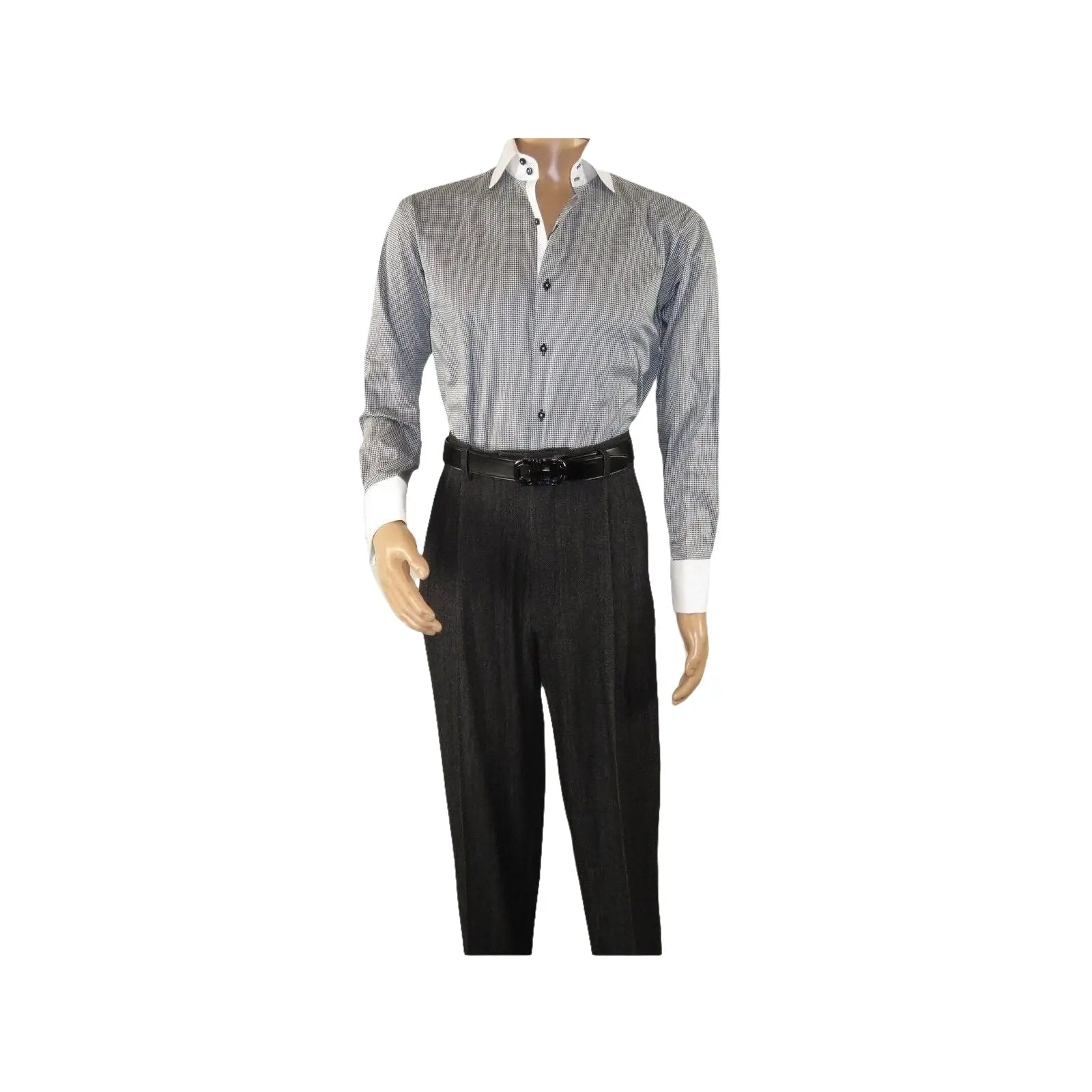 Men Denim Suit Royal Diamond 3 Piece vested Wide Leg Pleated Pants Den2 black - J.Valintin Men's Wear Legend - 14608