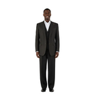 Men Denim Suit Royal Diamond 3 Piece vested Wide Leg Pleated Pants Den2 black