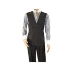 Men Denim Suit Royal Diamond 3 Piece vested Wide Leg Pleated Pants Den2 black - J.Valintin Men's Wear Legend - 14608