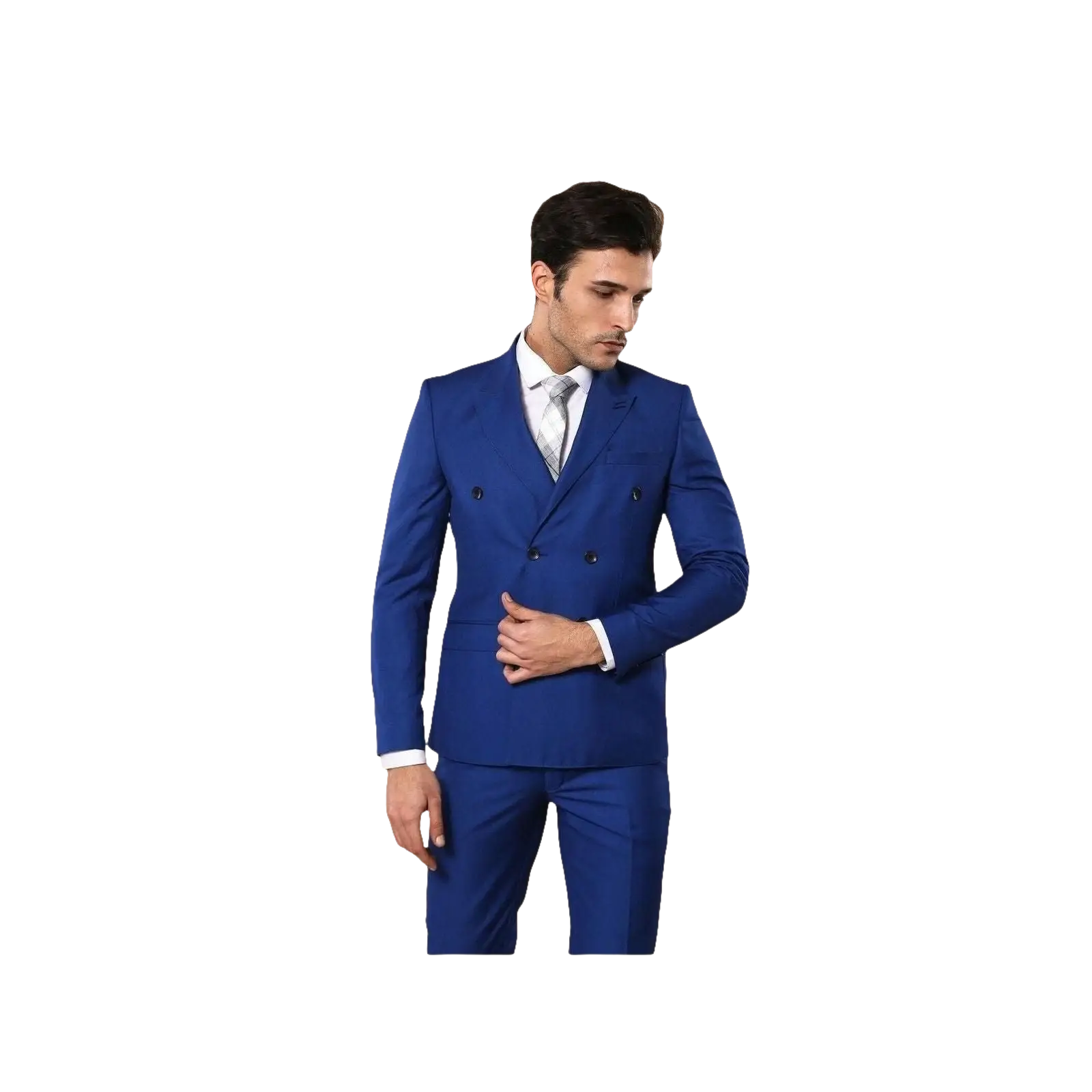 Men Double Breasted Suit WESSI by J.VALINTIN Extra Slim Fit JV5 Royal Blue New - J.Valintin Men's Wear Legend - 16536
