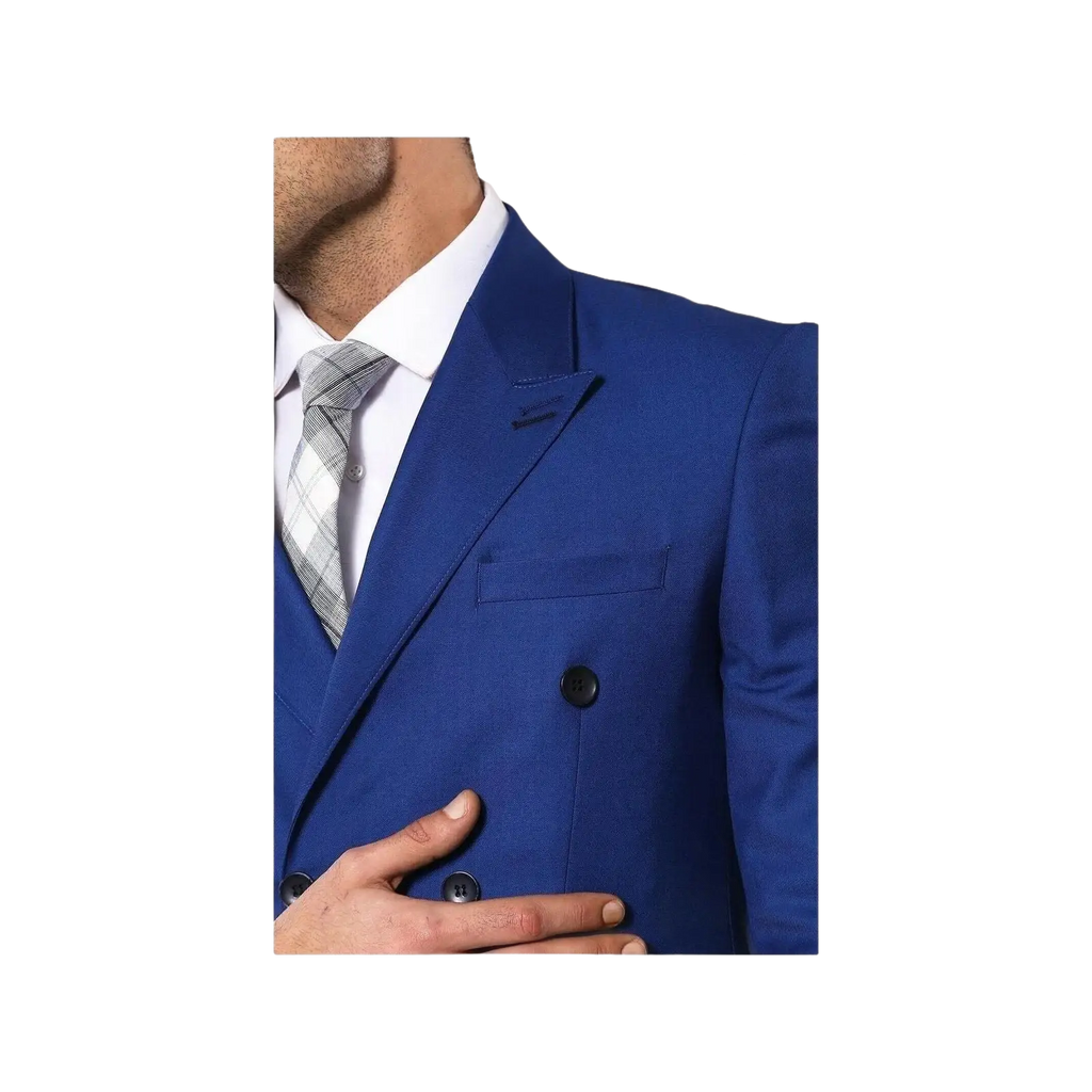 Men Double Breasted Suit WESSI by J.VALINTIN Extra Slim Fit JV5 Royal Blue New - J.Valintin Men's Wear Legend - 16536