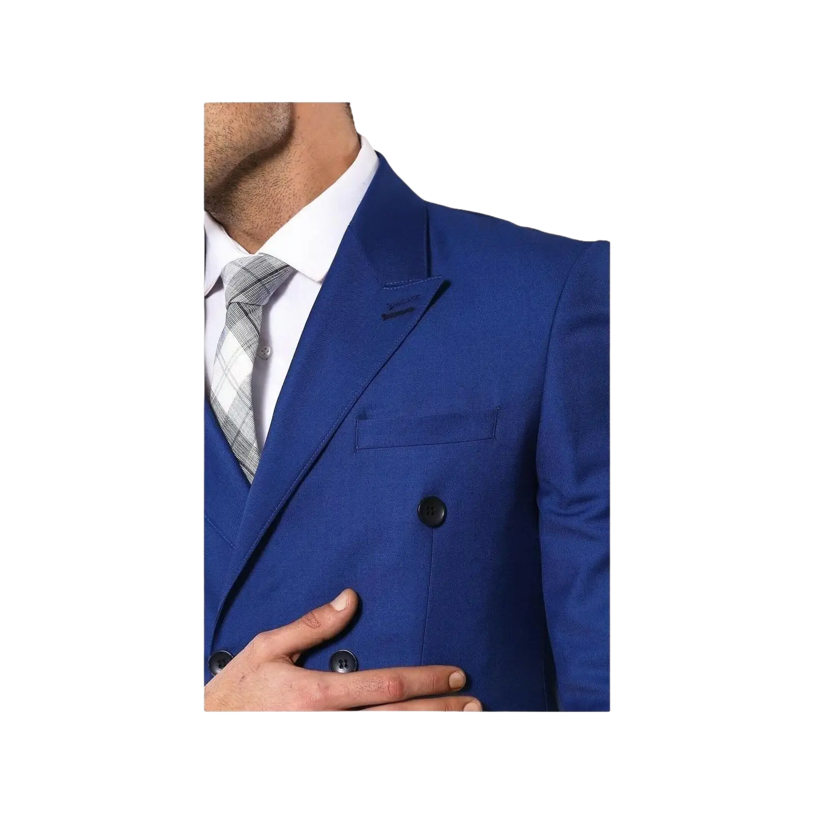 Men Double Breasted Suit WESSI by J.VALINTIN Extra Slim Fit JV5 Royal Blue New - J.Valintin Men's Wear Legend - 16536