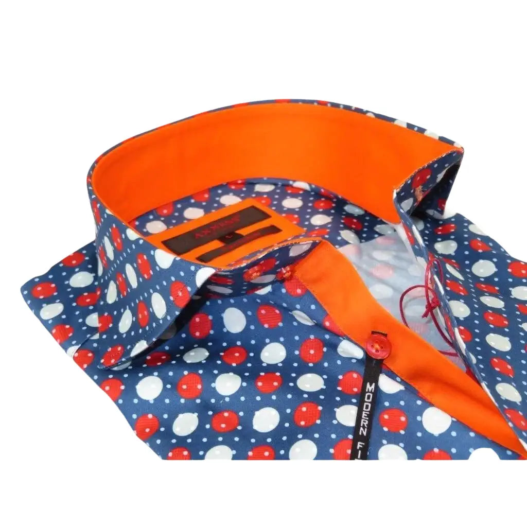 Men Dress Shirts AXXESS Turkey 100% Soft Egyptian Cotton 923-12 Blue/Red Polka Men Dress Shirts AXXESS Turkey 100% Soft Egyptian Cotton 923-12 Blue/Red Polka