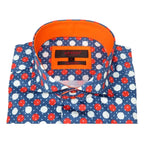 Men Dress Shirts AXXESS Turkey 100% Soft Egyptian Cotton 923 - 12 Blue/Red Polka - J.Valintin Men's Wear Legend - 923 - 12 Polka - L