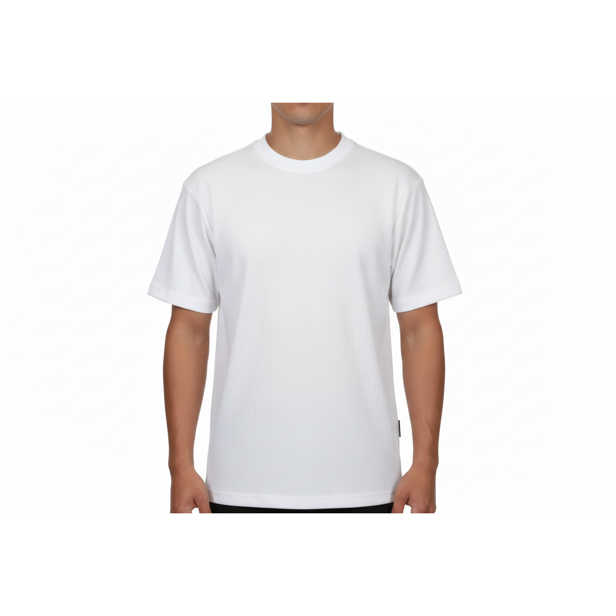 Men dress up Tshirt  Log in uomo Crew Neck Corded Short Sleeves 218 White