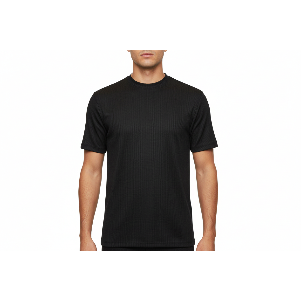 Men Dressy T-Shirt  Log-In Uomo Soft Crew Neck Silky Short Sleeves 218 Black
