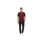 Men Dressy T-Shirt  Log-In Uomo Soft Crew Neck Silky Short Sleeves 218 Burgundy