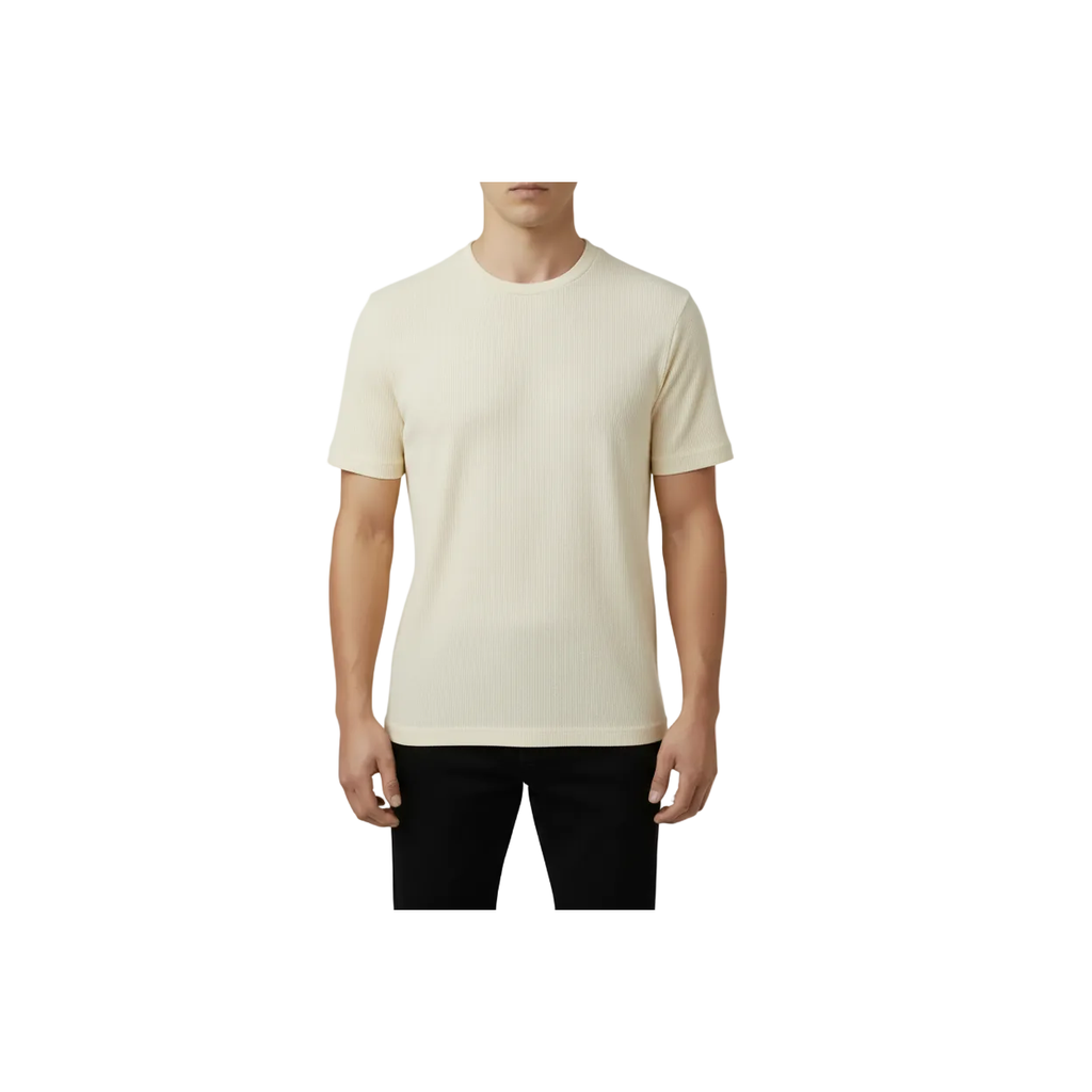Men Dressy T-Shirt  Log-In Uomo Soft Crew Neck Silky Short Sleeves 218 Butter