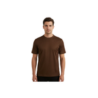Men Dressy T-Shirt  Log-In Uomo Soft Crew Neck Silky Short Sleeves 218 Cognac
