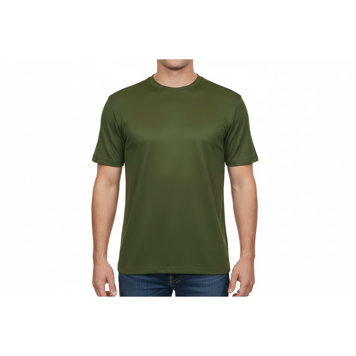 Men Dressy T-Shirt  Log-In Uomo Soft Crew Neck Silky Short Sleeves 218 olive