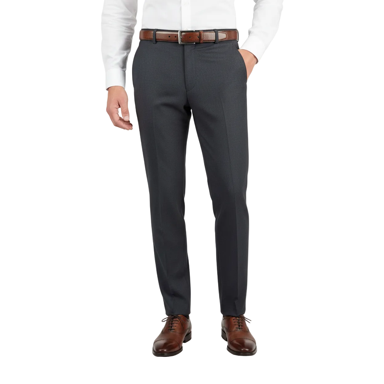 Men Renoir Flat Front Suit Separate Pants Slim Fit Soft Feel 202-1 Charcoal