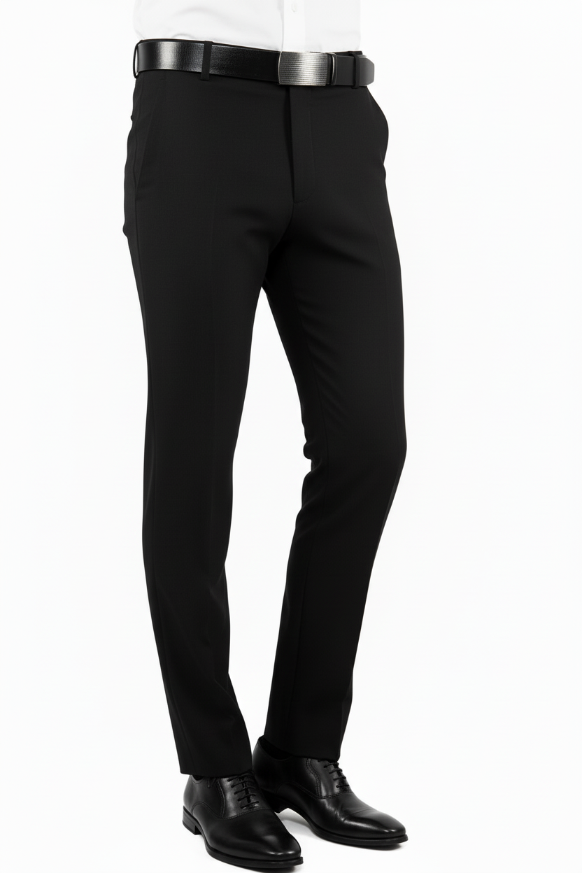 Men Renoir Flat Front Suit Separate Pants Slim Fit Slacks 201-1 Black