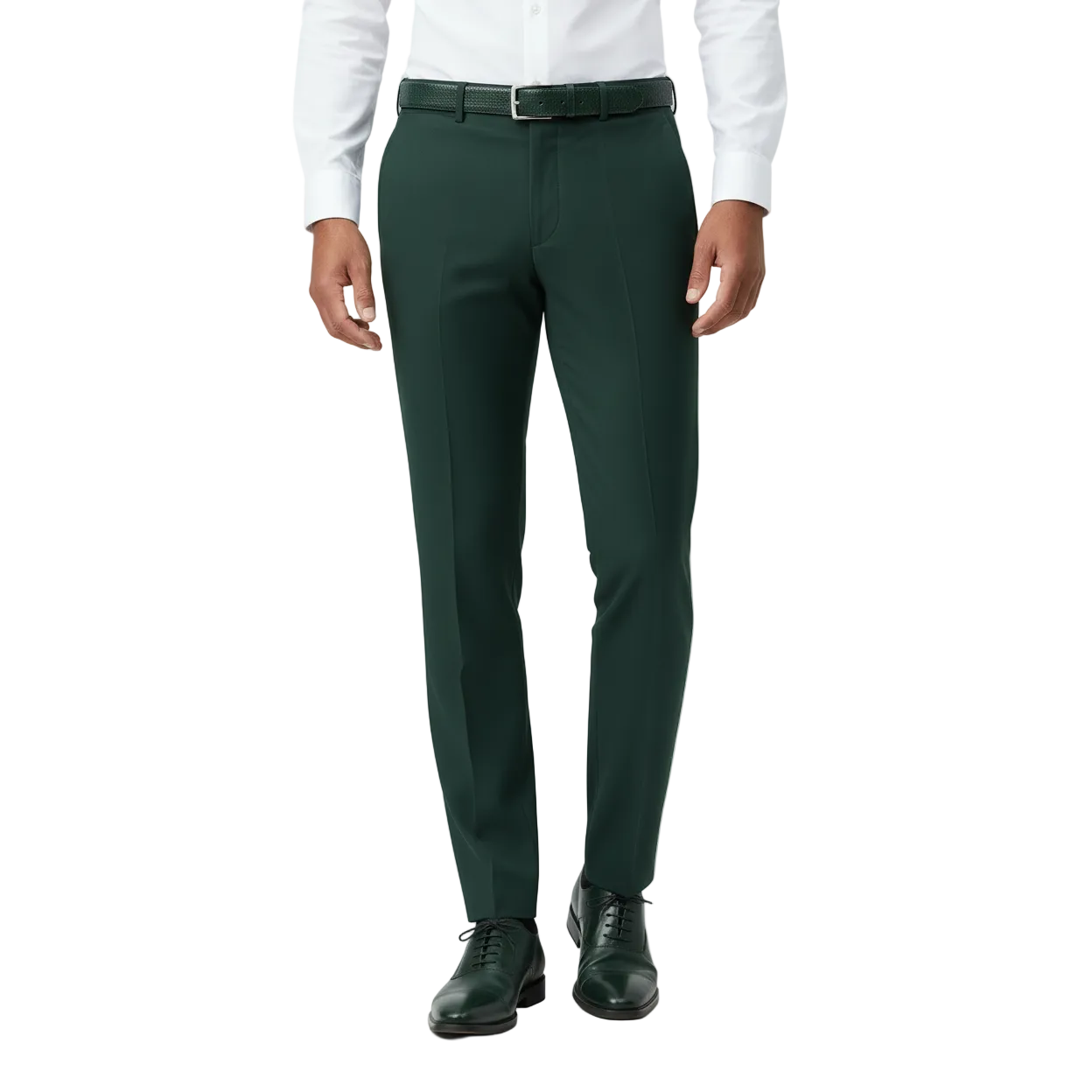 Men Renoir Flat Front Suit Separate Pants Slim Fit Soft Feel Slacks 201-9 Green