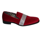 Men Formal shoes After midnight Velvet silver Crystal Slip on 6715 Red/Silver - J.Valintin Men's Wear Legend - 35